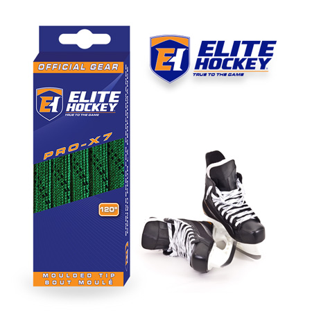 Elite Hockey Pro-X7 Green-Black Non Waxed Laces
