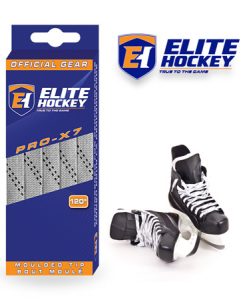 Elite Hockey Pro-X7 Silver Grey-Black Non Waxed Laces