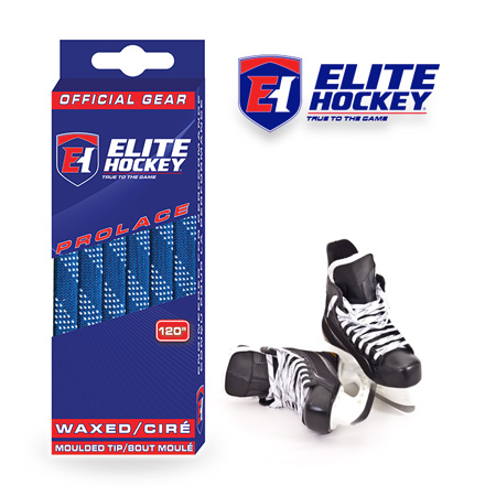 Lacet Prolace de Elite Hockey ciré Royal-Blanc